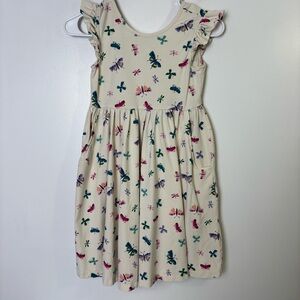 Hanna Andersson Cream Dress with Colorful Butterfly Print